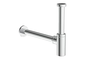 KIRCHHOFF Chrome Design, écoulement, Garniture de vidage pour lavabo et Table de Toilette, Ouverture de Nettoyage, Siphon pour Bouteilles, Tuyau d'évacuation, 98166210, 190-270 mm Hoch