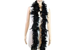 HUVZOR Boa en Plumes Naturelles de Dinde 1.8m - Fait Main pour Décoration de Fête, Mariage, Costume et Centre de Table, Idée Cadeau Noël et Événement Spécial