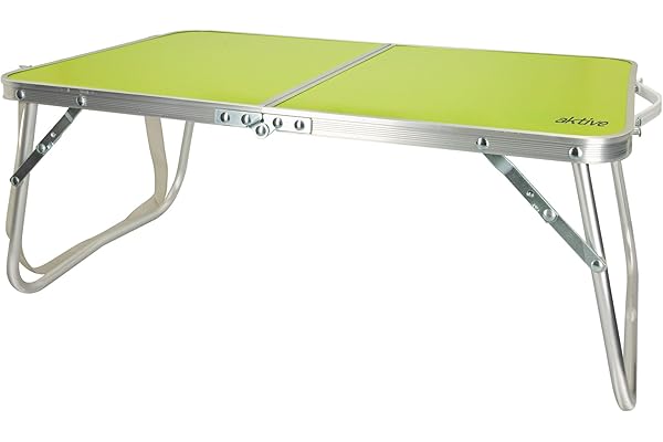 Aktive 52811 Table de Camping et de Plage Pliable avec Structure en métal, Plateau en Bois et Fermeture de sécurité Vert 60 x 40 x 26 cm