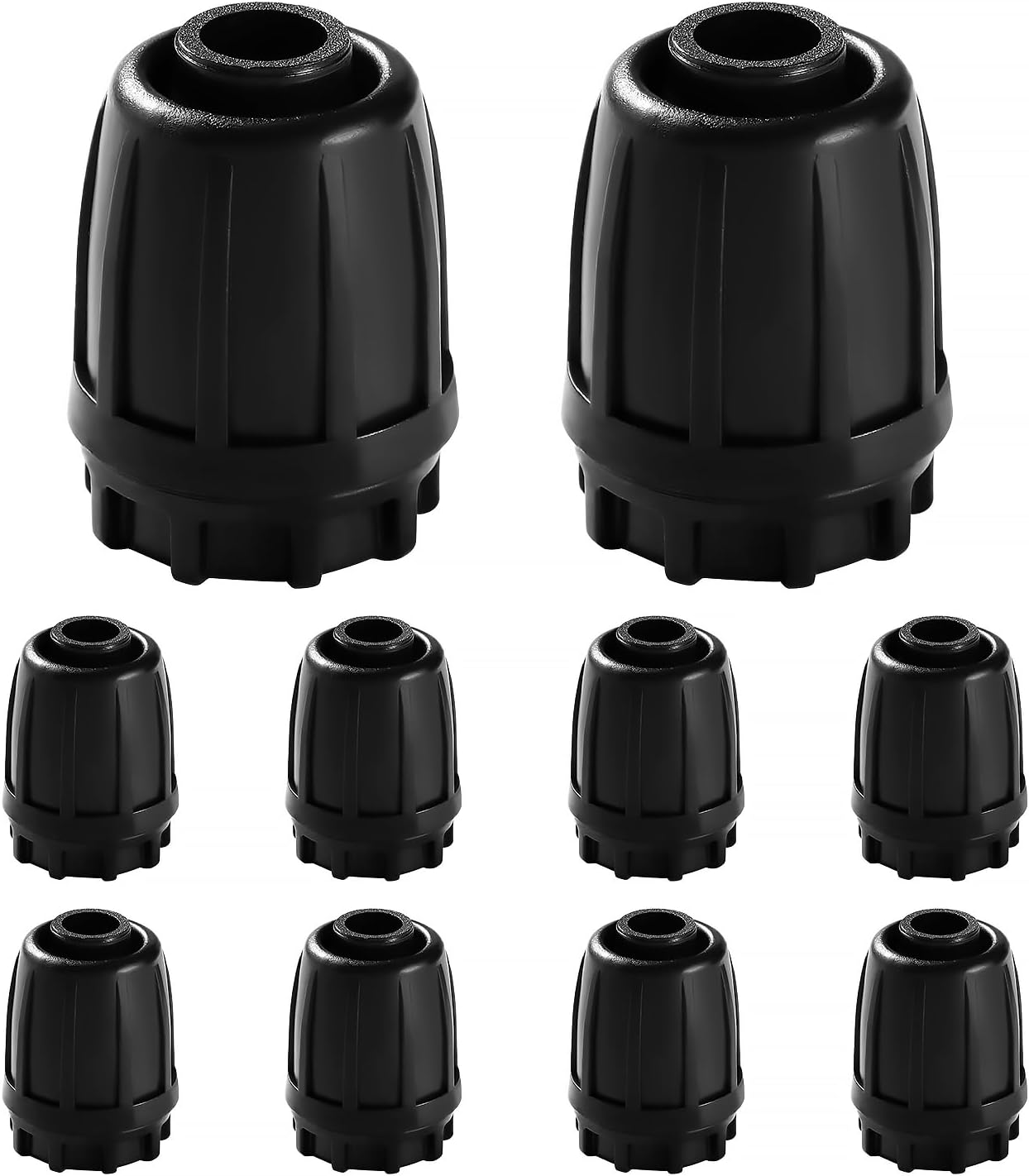 VooGenzek 10 Piezas Accesorios de Riego Tapones de Extremo para Tubos 16mm, Adaptador de Riego por Goteo, Conectores de Púas de Manguera para Sistemas de Riego, para Césped, Jardín (Negro)
