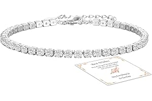 ESPVO Silver Bracelets for Women Ladies Womens S925 Silver Crystal Birthstone Tennis Bracelet Jewellery Birthday Christmas Gifts for Her Girls