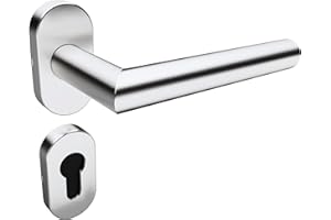 LONGTECH Sempro Livia Poignée ovale en acier inoxydable pour portails de jardin, espacement des vis 45 mm