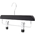 The Hanger Store 10 Black Wooden Trouser, Skirt Hangers With Clips, Coat Clothes Hangers