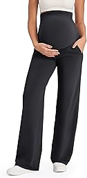 G4Free Maternity Trousers Over Bump Stretchy Pregnancy Yoga Pants Lounge Wide Leg Dress Work Trousers with Pockets Petite/Regular/Tall