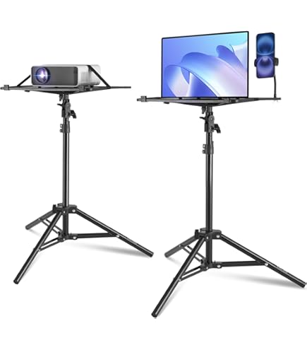 Chariot Support Projecteur Réglable 2 Niveaux - Table Mobile Pour École, Bureau Et Maison
