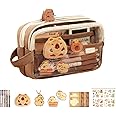 HIQUAY Capybara Pencil Case, Clear Pencil Case with Cute Capybara Plush and Pins Aesthetic Pencil Pouch Cute Office Stationary Makeup Bag Cute Stationery (Brown)