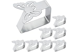 Kamiya Pinces à Nappe en Acier Inoxydable [8 pièces], Nappe Clips pour Tables d'une épaisseur maximale de 3 cm (libellules)