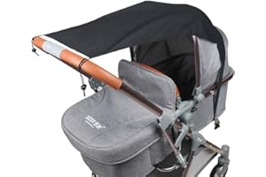 Fengzio Universal Sonnensegel für Kinderwagen/Babywanne UV Schutz Beschichtung 50+ Sonnenschutz für Babys Sonnensegel mit Tasche - Schwarz
