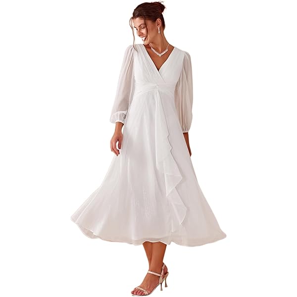 Abito Da Damigella Ever-Pretty In Pizzo E Raso - Scollo A V, Maniche Corte, Stile Impero - Foto 4