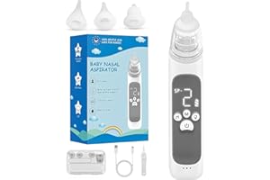 DEUKNICE Electric Baby Nasal Aspirator, Baby Nose Cleaner, Baby Nose Sucker Vacuum Cleaner, Rechargeable Nose Cleaner with 3 Silicone Nozzles and 3 Suction Levels, Gray