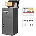 Merapi Package Delivery Box for Outside, 34.6" x 15.7" x 15.7" Cold-Rolled Steel Delivery Box for Packages & Mails, Anti-Theft Lockable Large Mailbox for Porch, House, Curbside, Black-S