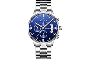 ROSEBEAR Orologio analogico al quarzo da uomo, cronografo con diversi quadranti, impermeabile 30 m, in acciaio inox