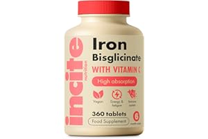 INCITE NUTRITION Gentle Iron Tablets - Iron Bisglycinate 28 mg, 6 Month’s Supply - 360 High Strength Tablets - Supplement Suitable for Vegans - Best Immune System Booster for Women & Men - Made in UK