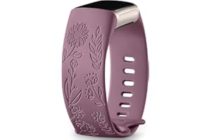 Epova Sunflower Engraved Strap Compatible with Fitbit Charge 6 Strap/Fitbit Charge 5 Strap for Women Men, Soft Sport Silicone Replacement Band for Charge 6 Strap/Charge 5 Strap