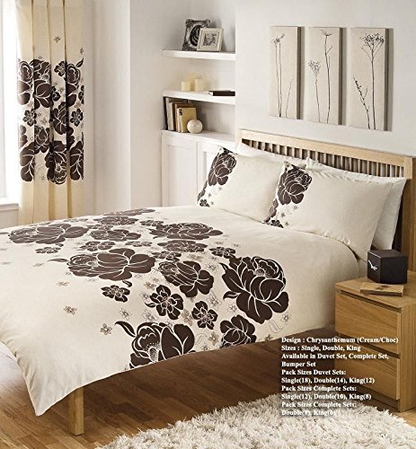 Think-Louder New Fashion Luxury CHRYSANTHEMUM Duvet Cover With Pillow Cases Bedding Set Cream Chocolate Single