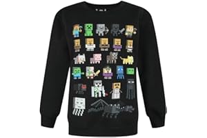 Minecraft Pull garçons | Enfants Sprites Creeper Pig Personnages Noir Sweatshirt Pull | Vêtements de Merchandising de Jeu