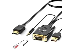 FOINNEX Cavo da VGA a HDMI 3M, Cable VGA a HDMI PC Vecchio Stile a TV/Monitor, 1080P Adattatore Cavi VGA to HDMI con Audio, VGA HDMI Adapter Cavetto per PC Laptop su Monitor Proiettore