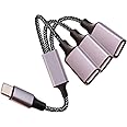 Fidioto Type-C Splitter Cable(10 inch Long),USB A Splitter 1 in 3 Out, USB C Male to Three USB A Female Cable Adapter,Type-C Splitter Multiple Hub for iMac/iPhone 15/iPad Pro/PC Etc (Grey)
