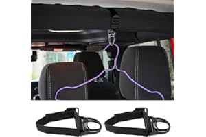 YOCTM Roll Bar Coat Hanger Clothes Hook for Jeep Wrangler JL JT TJ JK JLU Sports Sahara Freedom Rubicon X & Unlimited 1997-2024 Black Interior Parts Accessories (Pack of 2) (Black)