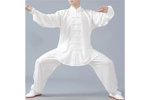 WoCOyo Tai Chi Anzug Freizeit Einfarbig Kampfkunst Anzug Unisex Sanft Baumwolle und Leinen Kung Fu und Tai Chi Uniform Traditionelle Chinesisch Kostüm für Meditation und Qigong