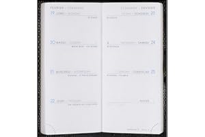 Agenda Moderne - 1 Recharge Pour Agenda Minisem de Janvier 2025 à Décembre 2025 - Int 851 - Format 6.5 x 13 cm