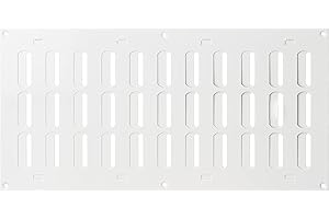 STEINBERG14 400x200mm / 16x8 inch Adjustable Sliding Hit and Miss Ventilation Grille - White Metal Air Vent Cover