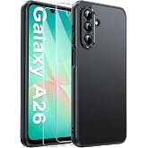FLLAO Matt Handyhülle für Samsung Galaxy A26 5G Hülle, Schwarz | Inklusive 2 Schutzfolie, mit Kameraschutz [Militärschutz] St