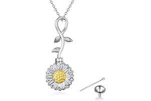 DAOCHONG Rose/Sonnenblume Urne Halskette für Asche, 925 Sterling Silber Asche Feuerbestattung Urne Anhänger Halskette Memorial Andenken Schmuck für menschliche Haustiere Asche