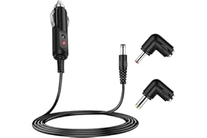 ARUBAITAI Auto-Ladegeräte, 12 V 5 A Gleichstrom, DC 5.5 mm X 2.1 mmZigarettenanzünder-Stecker für Elektrische Luftpumpe(2in1-2 Meter)