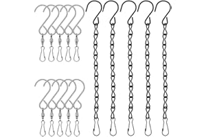 SENHAI 10 Pcs Swivel Hooks Clips for Wind Spinners Wind Chimes, 5 Pcs Hanging Chains for Bird Feeders Billboard Chalkboard Planter (9.5 inch), S Hook for Crystal Twisters Party Supply