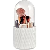 Terafeels Makeup Brush Holder with 360&deg;Rotating Lid Makeup Brush Organizer Vanity Organizer Cosmetic Organizer (White B)