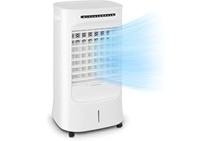KLARSTEIN Iceberg Breeze - Raffreddatore Evaporativo, Ventilatore, grande Serbatoio da 10 L, Potenza: 65 Watt, 3 Velocità, 3 Modalità, 283 m³/h, Compatto, Timer, Telecomando, Bianco