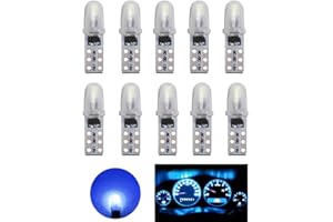 YOUNLEN T5 Bombillas LED, 2721 27 37 286 PC74 Bombilla LED, para luces interiores de salpicadero de coche, reemplazo de lámpara de instrumento automático, 12 V，3014 chips, paquete de 10（Azul Hielo）