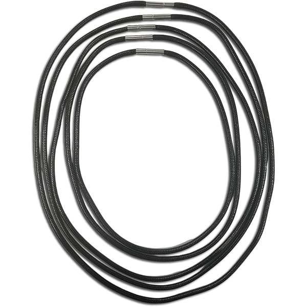 Chaîne En Cuir Noir 2mm Avec Mousqueton - Longueur 90cm - Fabriqué En Allemagne