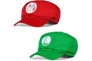 FORNINC Mari Cap Kinder, Mari Baseball Mütze, Mütze Outdoor, Geschenke für Kinder, Kann für Rollenspiele Verwendet Werden, 2Pcs, (Rot + Grün)