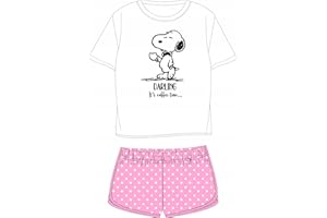 eplusm Mädchen Schlafanzug Kurz Zweiteilig 100% Baumwolle - Kinder Pyjama Freizeitanzug Shorty Set mit Motiven im Stil von Snoopy Gr. 98-176cm
