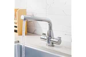 NES HOME Kitchen Sink Mixer Tap Swivel Spout Twin Handles Durable Monobloc