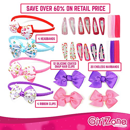 40 TEILIGES SET AN HAARSCHMUCK FÜR MÄDCHEN: Farbenfrohe Haargummis, Haarklammern, Haarreifen, Schleifchen, Schieberchen, Haarspangen – Warum auf der Einkaufsstraße so viel bezahlen? - 2