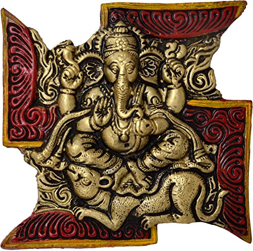 EtsiBitsi Colorful Lord Ganesh on Swastik with Mouse EB_WH_004