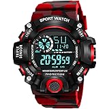 Shocknshop Digital Sports Multi Functional Black Dial Watch for Mens Boys -315RED: 