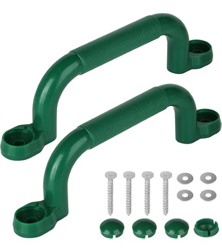 Garden Games Haltegriffe-Set (2 Stück) – Mit Finger-Grips, Für Klettergerüste, Spieltürme & Baumhäuser (250 X 75 Mm, Grün)