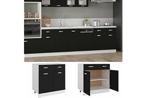 Tidyard Kitchen Cabinet Kitchen Storage Cupboard Unit Free Standing Drawer Bottom Cabinet with Drawer and Door Black 80x46x81.5 cm Engineered Wood 159