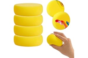 UIEXAY 8 Pcs Éponge De Peinture d'artiste Synthétique Ronde Éponges D'Artisanat pour Éponge d'art D'Aquarelle Poterie Peinture Jaune 3 Pouces