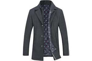 YOUTHUP Manteau Homme Hiver en Laine Chaud Trench Coat Mi-Long Casual Parka Pardessus Caban Business