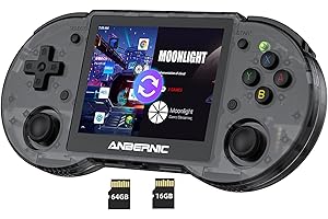 ANBERNIC RG353P Consoles de Jeux Portables, Support 5G WiFi 4.2 Bluetooth Dual OS Android 11, Linux System RK3566 Chip Built-in 64G SD Card 4452 Jeux (Transparent Black)