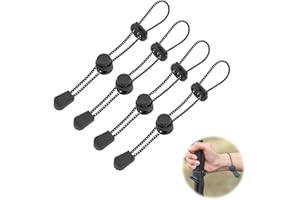 wilcractk Cuerda Elástica con Hebilla Fijación Hebillas, Alta Resistencia, 4 Piezas, Negro, Compacto y Ajustable para Mochilas, Senderismo, Camping y Viajes