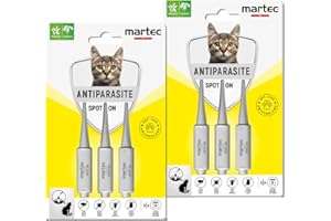 martec PET CARE Spot on Katze 6x1ml | Flohtropfen | 9 Monate Schutz vor Milben, Flöhe, Zecken | Auf Pflanzlicher Basis | ab 4 Monaten | Zeckenabwehr | Schutz vor Milben | Flohmittel für Katzen