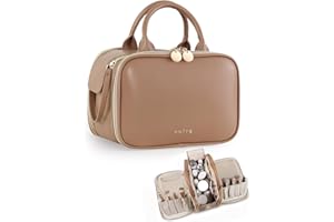 Prite Kulturtasche Makeup Tasche Kosmetiktasche große Kapazität Seite Öffnungen Reisen wasserdicht tragbare mit Griff und mehrere Fächer