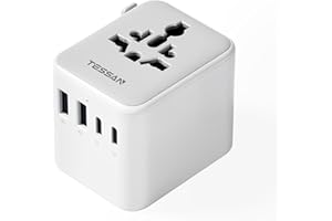 TESSAN Universal Travel Adapter Worldwide with 2 USB C and 2 USB A Ports | International Plug Adaptor UK to World for Multi Countries EU, USA, UK, Australia, Thailand etc.(Type C/G/A/I)