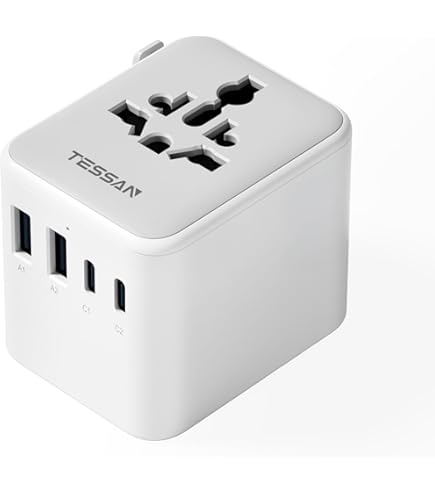 Adaptateur De Prise Voyage USA 6en1 Hoppac - 3 Ports USB + 1 USB-C - France Vers USA